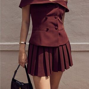 Chic Burgundy Off-Shoulder Blazer Dress
